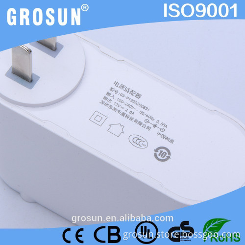 Portable AC DC Adapter Single Output 12V 2A AC DC Charger with CE UL BIS